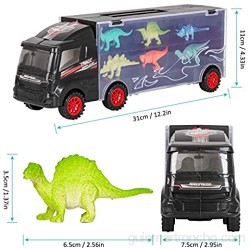 Camión Transportador de Dinosaurios y 12 Figuras de Juego Dinosaurios Jurassic Dino World Set Coche de Juguetes de Dinosaurio Educativo Regalo para Cumpleaños y Días Festivos para Niños Niñas 3 Años
