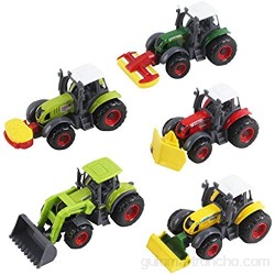 deAO Juego de Granja Vehículos a Fricción Conjunto de 4 Tractores con Remolques Extraíbles Accesorios Camión y Animales de Granja Incluidos