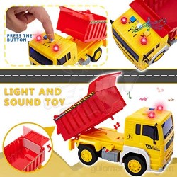 HERSITY Camiones de Juguetes Vehículos de Construcción Excavadora Coches Volquete con Luces y Sonidos Regalos para Niños 3 4 5 Años