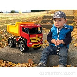 Lena 20188 - Camión volquete Gigante (Titanio Aprox. 51 cm para niños a Partir de 3 años camión Estable y Moderno con Hueco para inclinar) Color Rojo Amarillo y Negro