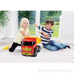 Lena 20188 - Camión volquete Gigante (Titanio Aprox. 51 cm para niños a Partir de 3 años camión Estable y Moderno con Hueco para inclinar) Color Rojo Amarillo y Negro