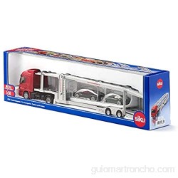 siku 3934 Camión de transporte de coches Incl. 2 coches de juguete Semirremolque desmontable 1:50 Metal/Plástico Rojo/Plateado