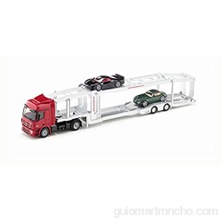 siku 3934 Camión de transporte de coches Incl. 2 coches de juguete Semirremolque desmontable 1:50 Metal/Plástico Rojo/Plateado