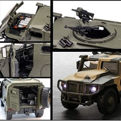 Simule Juguete Vehículo Blindado Camión Ejército Modelo de Vehículo Militar de Metal Fundido a Presión 1:32 con Sonido y Luz LED para Regalos de Niños Pequeños