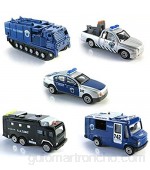 BOHS 5pcs- Vehículos SWAT de policía- Fundiciones en Miniatura de Metal -Coches grúas vehículos Blindados Furgonetas de prisiones centros de Comando