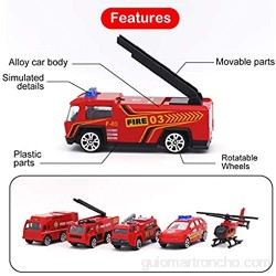 Dreamon Camión de Bomberos Mini Modelo Construcción Vehículo de Juguete para Niños 3 4 5 años Conjunto de 6