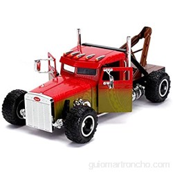 Jada Toys Fast & Furious Hobbs and Shaw Custom Peterbilt Truck Escala 1:24 Puerta Abierta Rueda Libre Rojo/Amarillo