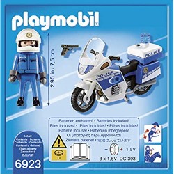 Playmobil Policía- City Action-Policía con Moto y Luces LED Playmobil Conjunto de Figuras Multicolor (6923)