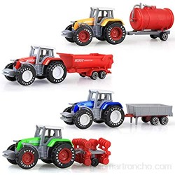 Paquete de 4 tractores agrícolas camiones y remolques juego de mini tractores agrícolas de aleación de metal fundido a presión paquete de vehículos de juguete regalos para bebés niños pequeños