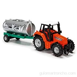 Dickie Toys 203733001 Farm Life Team - Tractor con Remolque Juguete de Granja Tractor de Juegos con depósito Remolque para Caballos o heno 3 Modelos Diferentes 18 cm a Partir de 3 años