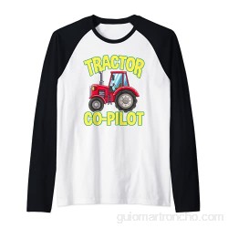 Divertido Tractor Co Pilot Farm Truck Niño Camiseta Manga Raglan