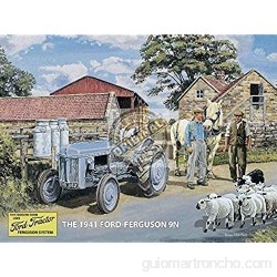 Jard-Baby Classic Ford Ferguson 9N Tractor Old Vintage Dairy Farm 1941. On the farm with sheep and sheep dog. Milk churns and grey tractor. Small Metal/Acero pared Signo