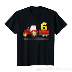 Niños Tractor 6º cumpleaños fiesta de 6 años de edad granja camión Camiseta