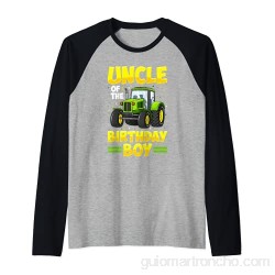 Tío Del Cumpleaños Boy Tractor Granja Camión Fiesta Camiseta Manga Raglan