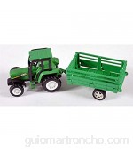 Tractor de juguete con remolque 17 x 6 cm verde y negro para niños modelos surtidos