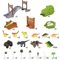 Dinosaurios Juguetes Coches de Juguetes Animales Juguetes 144 Piezas Circuito Pista de Dinosaurio con 1 Coches de Juguetes y 14 Dinosaurios Juegos Educativos Regalos para Niños 3 4 5 6 Años