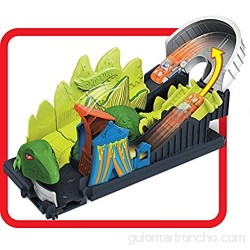 Hot Wheels City Ataque del dinosaurio pista de coches de juguete incluye 1 vehículo (Mattel GTT68)