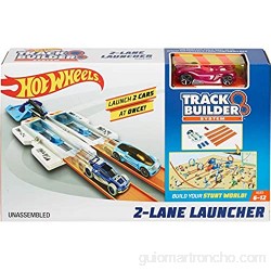 Hot Wheels- Track Builder Doble Lanzadora con Coches de Juguete Multicolor (Mattel DJD68)