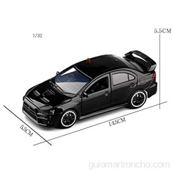 RONGRONG Escala del Modelo de automóvil 1:32 / Compatible con Mitsubishi EVO/Abra el Cuerpo de aleación de la luz de la Puerta con el Modelo de vehículo de la Cola (Color : Black)