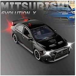 RONGRONG Escala del Modelo de automóvil 1:32 / Compatible con Mitsubishi EVO/Abra el Cuerpo de aleación de la luz de la Puerta con el Modelo de vehículo de la Cola (Color : Black)