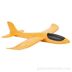 Omabeta Lanzar avión juguete modelo grande avión espuma niños regalo juego Navidad cumpleaños regalos (punto naranja truco de un solo agujero)