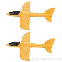 Omabeta Lanzar avión juguete modelo grande avión espuma niños regalo juego Navidad cumpleaños regalos (punto naranja truco de un solo agujero)