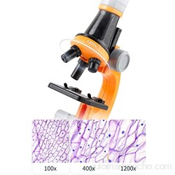 Lamdoo Kit de microscopio Lab LED 100X-400X-1200X Hogar Escuela Ciencia Juguete Educativo Regalo