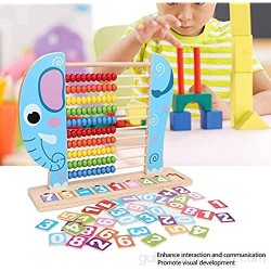TXXM Mathematics - Marco de madera maciza para abacus suma y resta aritmética educación temprana (color: jirafa)