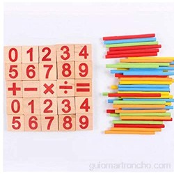 ZYCX123 Los niños cuentan Cálculo Conjunto del palillo de Matemáticas de Juguetes educativos de Madera Tarjetas del número y numeración con Varillas con Caja de Regalo para los niños