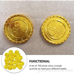 NUOBESTY 100 Piezas de Favores de Fiesta Pirata Monedas Falsas Moneda del Tesoro para Niños Tema Pirata Cumpleaños Suministros de Oro