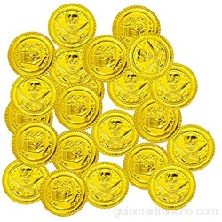 NUOBESTY 100 Piezas de Favores de Fiesta Pirata Monedas Falsas Moneda del Tesoro para Niños Tema Pirata Cumpleaños Suministros de Oro