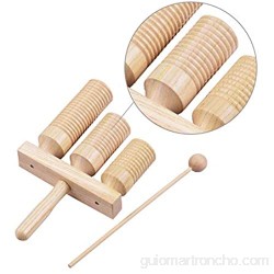 Sunydog Bloque de Madera de percusión Instrumento Musical de percusión de Madera de 3 Tonos Juguetes Musicales para niños con mazo