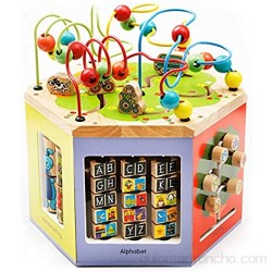 Actividad Cube Bead Maze Actividad bebé Cubo Juguetes de Madera forma del cordón Laberinto Animal Clasificador Juego de aprendizaje de juguetes educativos de preescolar Juguete de Montaña de Roller de