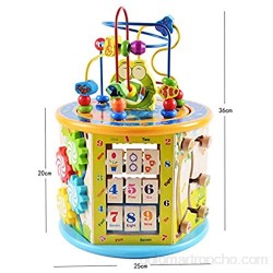 Actividad Cube Bead Maze Actividad Cubo de Madera Actividad Musical Juego Educativo Juego Juguete del niño de Baby Center con Sonidos Juguete de Montaña de Roller de Madera