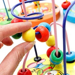 Actividad de juguetes de cubo En Primer Lugar Bead Laberinto - Juguete Educativo De Madera Coaster Actividad Cubo Abacus Educación Perlas Círculo Regalo De Los Juguetes De Colores Juguetes de aprendiz