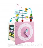Cubo de Actividad Actividad De Madera Cube Way Bead Maze Roller Coaster Sensory Baby Toy Sorter And Multifunción Cuadro De Juego Educativo 2 Años Juguetes Educativos ( Color : Pink  Size : 36x20cm )