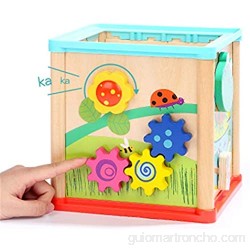 Cubo De Actividad Actividad Woody Cube Juguetes De Madera □ Centro Educativo De Bebé Y Niños Pequeños con Laberinto De Bead Actividades De Reconocimiento De Color □ Divertido Actividad De Aprendizaje