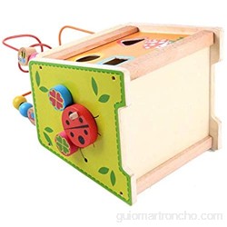 Juego de cerebro Multifuncional Actividad educativa de madera Juguetes Actividades de aprendizaje temprano Cubo Toy Children\'s Beads Laberinto Juguetes de madera (Color: Multicolor Tamaño: Tamaño lib