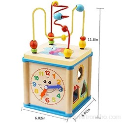 Sanfiyya Bebé Juguetes educativos de Madera Forma del cordón Laberinto Clasificador Actividad Reloj en Forma de Regalos del Juguete del Cubo de 1 a 4 años Que Aficiones 1Ponga para niños