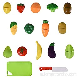 TIANLE Cesta de Frutas y Verduras - Pretender Play Food Food Playet Educativo con Cuchillo de Juguete Tabla de Cortar (32 Piezas de Frutas y Juguetes de Verduras)