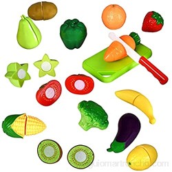 TIANLE Cesta de Frutas y Verduras - Pretender Play Food Food Playet Educativo con Cuchillo de Juguete Tabla de Cortar (32 Piezas de Frutas y Juguetes de Verduras)