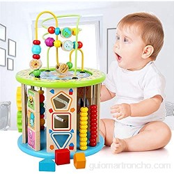 XMSIA Laberinto Multifunción Laberinto de Cuentas la Actividad del bebé Cubo comprende su Forma Contar Bolas Clasificador Abacus for bebés y niños Actividad de Madera Cube Toy