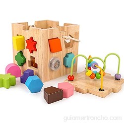 XMSIA Laberinto Multifunción Niño educativos de Madera Juego de Cubo con Formas más Corto Puzzle de Bolas Laberinto de Aprendizaje Juguetes for bebés Actividad de Madera Cube Toy