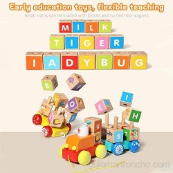 Arkmiido Trenes de Juguete de Madera para niños Juguetes educativos Juego de Bloques de Letras del Alfabeto de 26 Piezas Juguete Montessori para 3 años + (19*23*10)