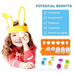 BYBOT 12 Piezas Rompecabezas de Huevos Color y Forma Juguetes Educativos Montessori Rompecabezas de Juguete Desarrollar Las Habilidades Motoras y Percepción de Niños