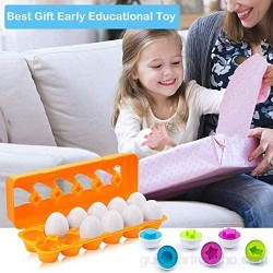 BYBOT 12 Piezas Rompecabezas de Huevos Color y Forma Juguetes Educativos Montessori Rompecabezas de Juguete Desarrollar Las Habilidades Motoras y Percepción de Niños