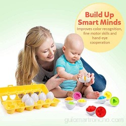 Cretee Juego de reconocimiento de Formas y Colores para niños Juego de Huevos para niños pequeños Juego de reconocimiento de Color y Formas para niños