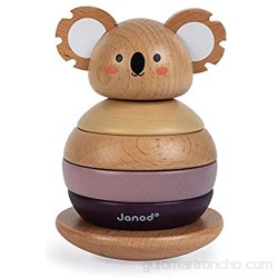 Janod- Tentetieso apilable de madera Koala - Juguete de estímulo para bebés - Desarrolla la motricidad y la manipulación - Colaboración con WWF - Certificado FSC - A partir de 1 año (JURATOYS J08601)
