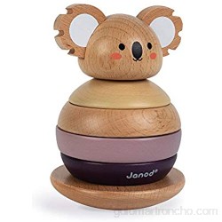 Janod- Tentetieso apilable de madera Koala - Juguete de estímulo para bebés - Desarrolla la motricidad y la manipulación - Colaboración con WWF - Certificado FSC - A partir de 1 año (JURATOYS J08601)