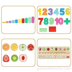 LBLA Juguetes de Madera Montessori Alimentos de Juguete para Niños Cortar Rompecabezas de Números de Madera Juguetes de Rompecabezas de Matemáticas